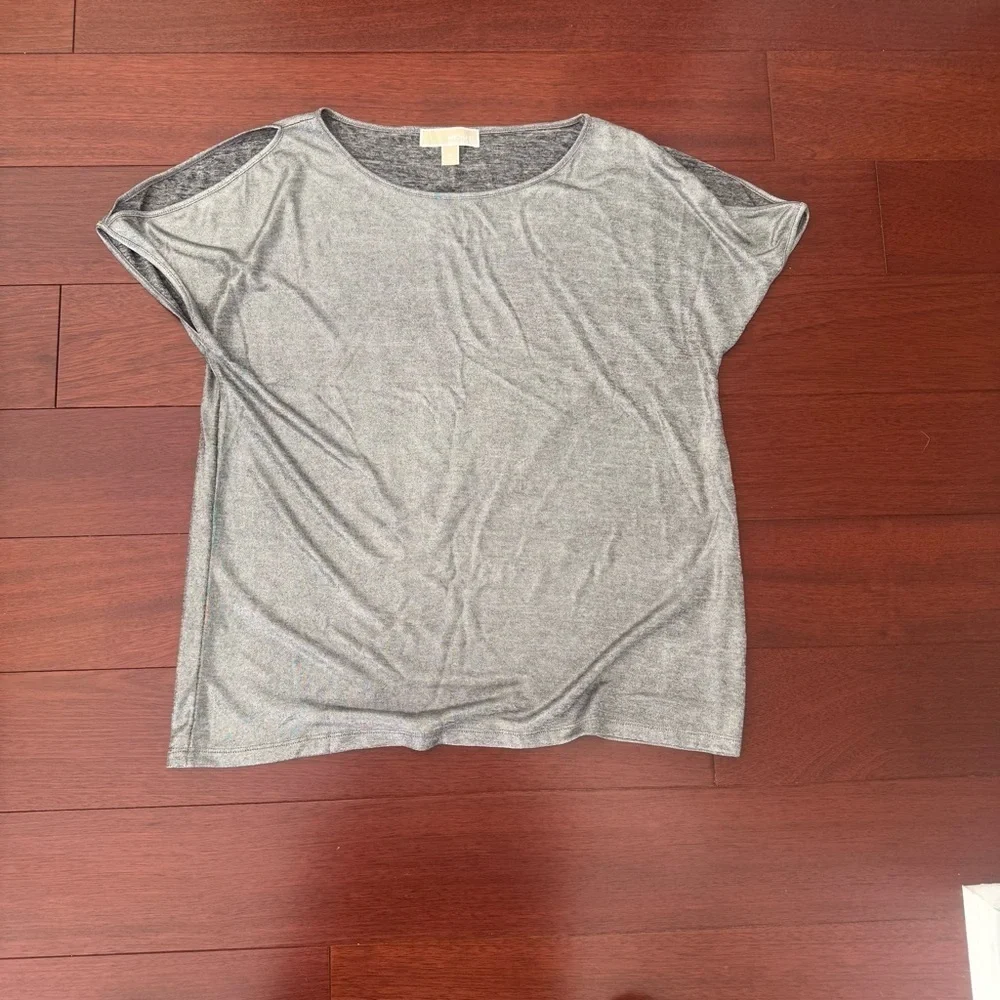 Michael Kors Gray Silver Cold Shoulder Top Size XL